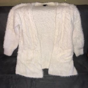 Cute and cozy white fuzzy sweater from Forever 21.